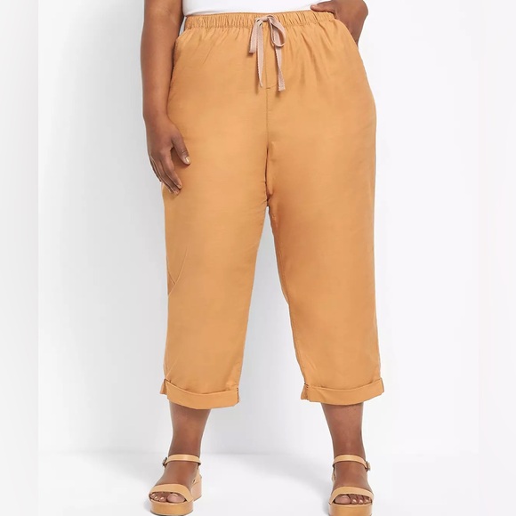 Lane Bryant Pants - LANE BRYANT Softest Slub Boyfriend Capri Pant Mustard Gold Size 18/20